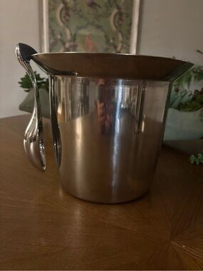 Stainless Steel Ice Bucket with Tongs - Silver